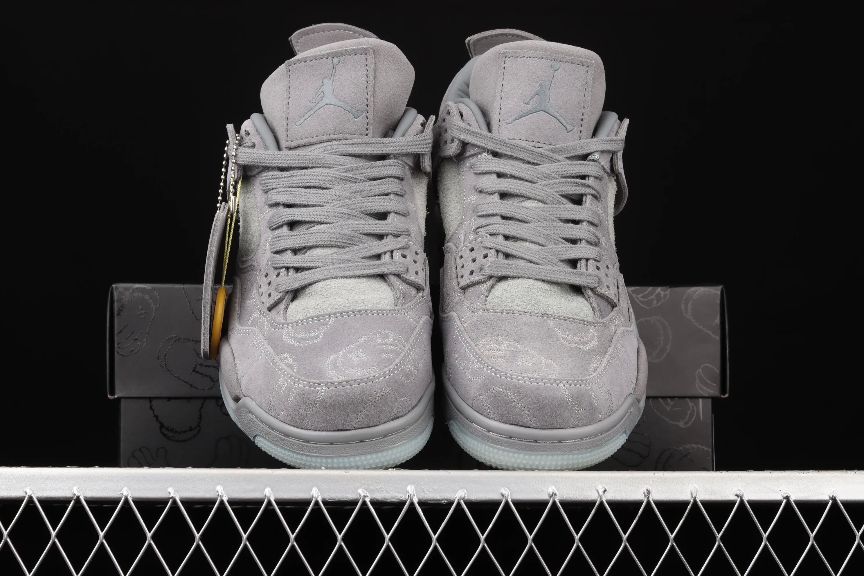 All categories Air Jordan Jordan series basketball shoes Air Jordan 4 G version Kaws x Air Jordan 4 Black AJ4 Luminous suede gray limited edition 930155-003